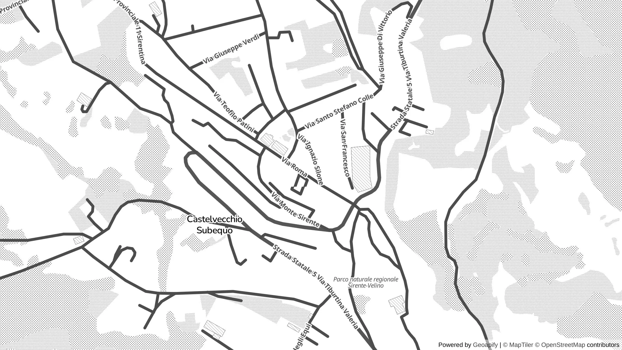 Mappa delle vie intorno a Lovely Sirente, Castelvecchio Subequo, Abruzzo.